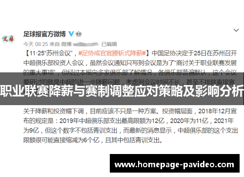 职业联赛降薪与赛制调整应对策略及影响分析